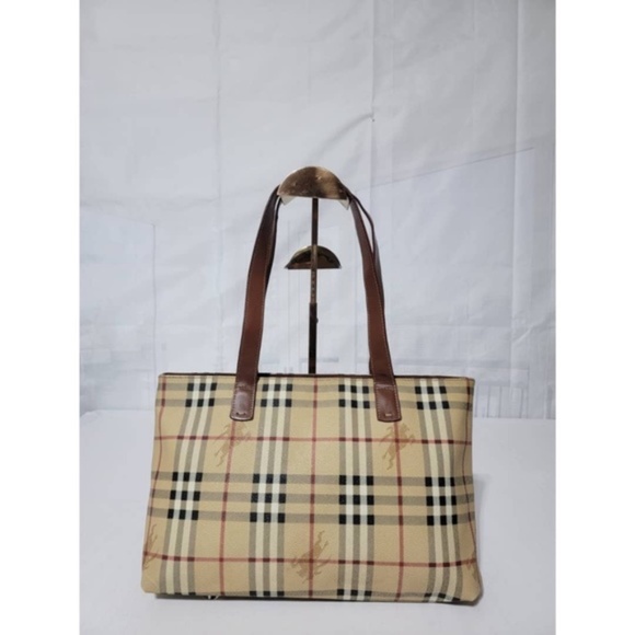 Authentic Burberry Haymarket Check Canvas Shoulder Bag Brown/Beige - Picture 14 of 14